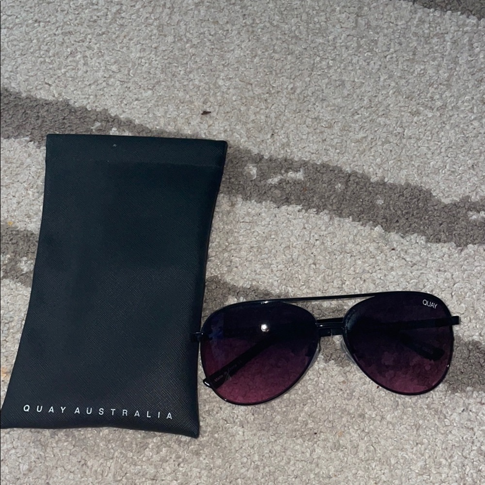 Quay Australia Black and Purple Aviator Sunglasses